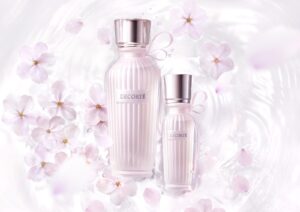 コスメデコルテ“着物”着想フレグランスに「桜の香り」淡いピンクの“帯リボン”を結んだ水性香水